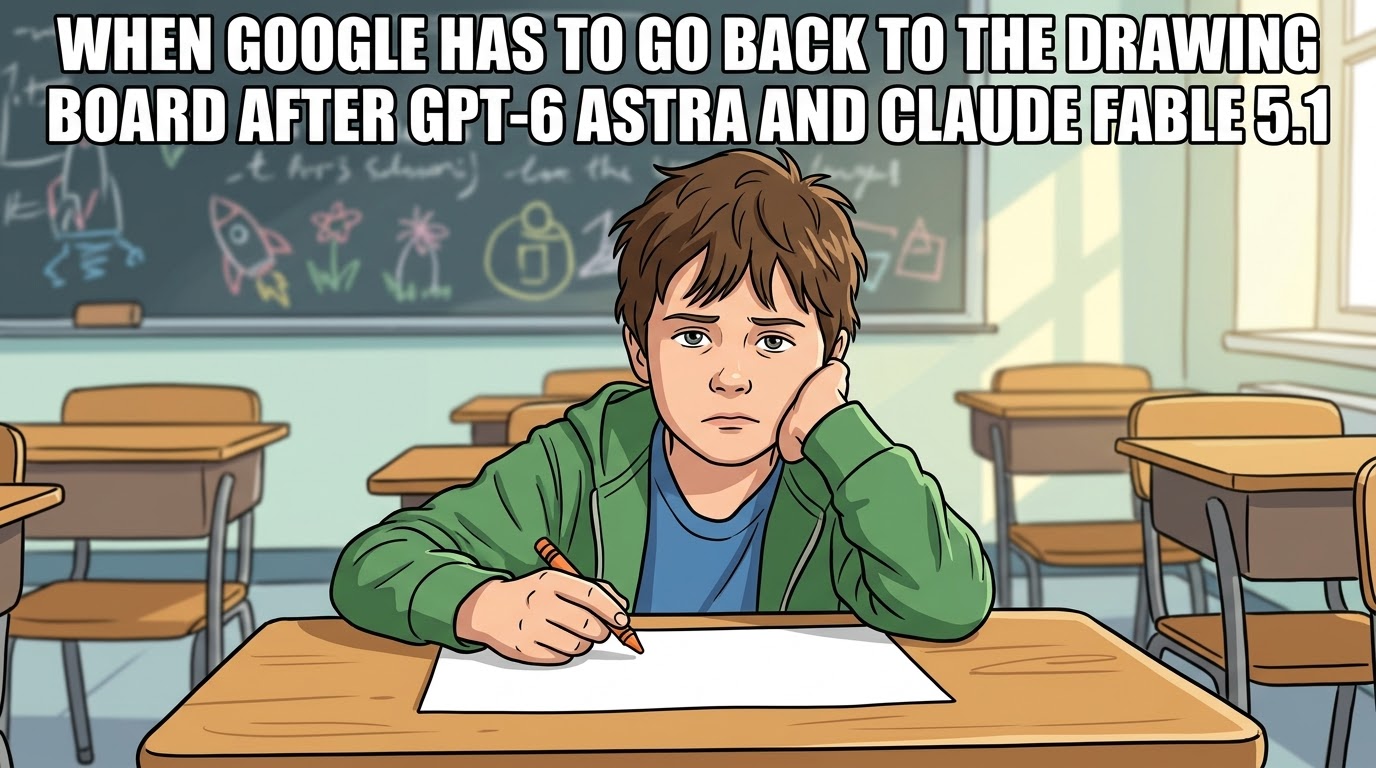 Meme: When Google has to go back to the drawing board after GPT-6 Astra and Claude Fable 5.1